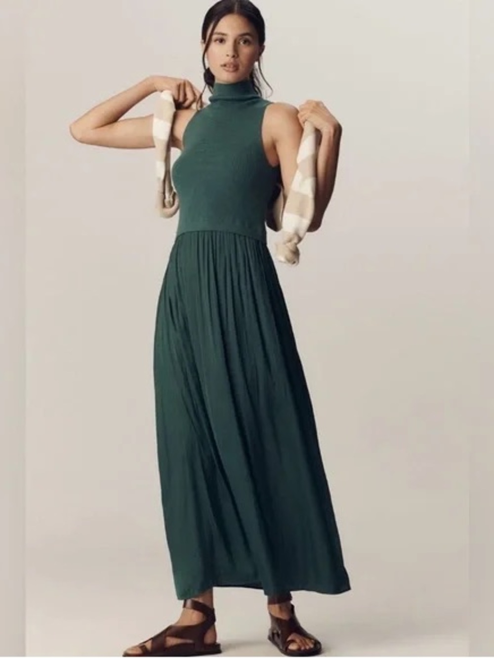 THE THEA SLEEVELESS TWOFER MAXI DRESS - ADVENTURINE
